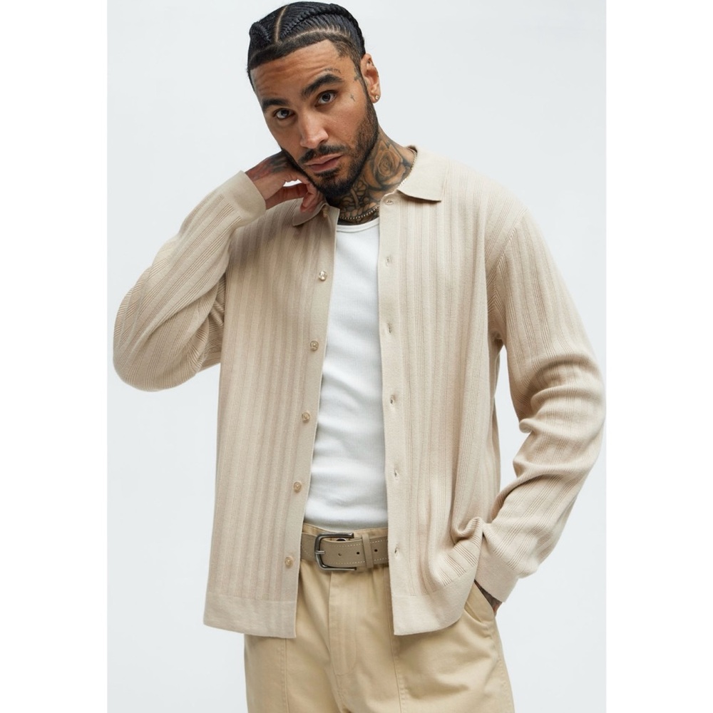 Polo Cardigan - Tan